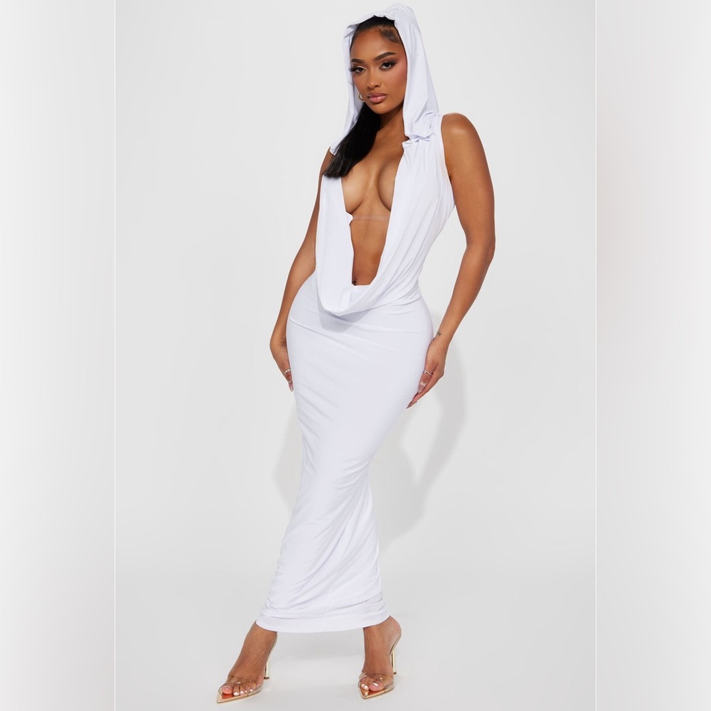 White Hoodie Maxi Dress